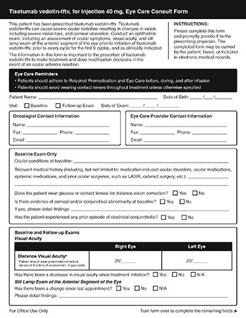 Image sample from the first page of the Eye Care Consult Form