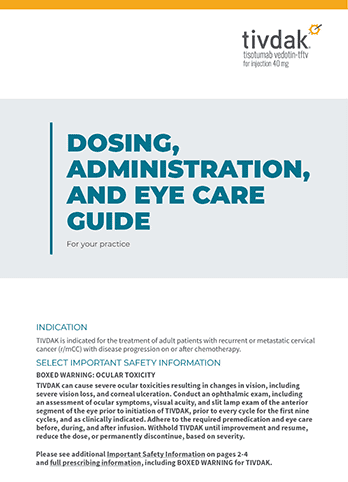 Image sample from the first page of the Dosing, Administration, and Eye Care Guide